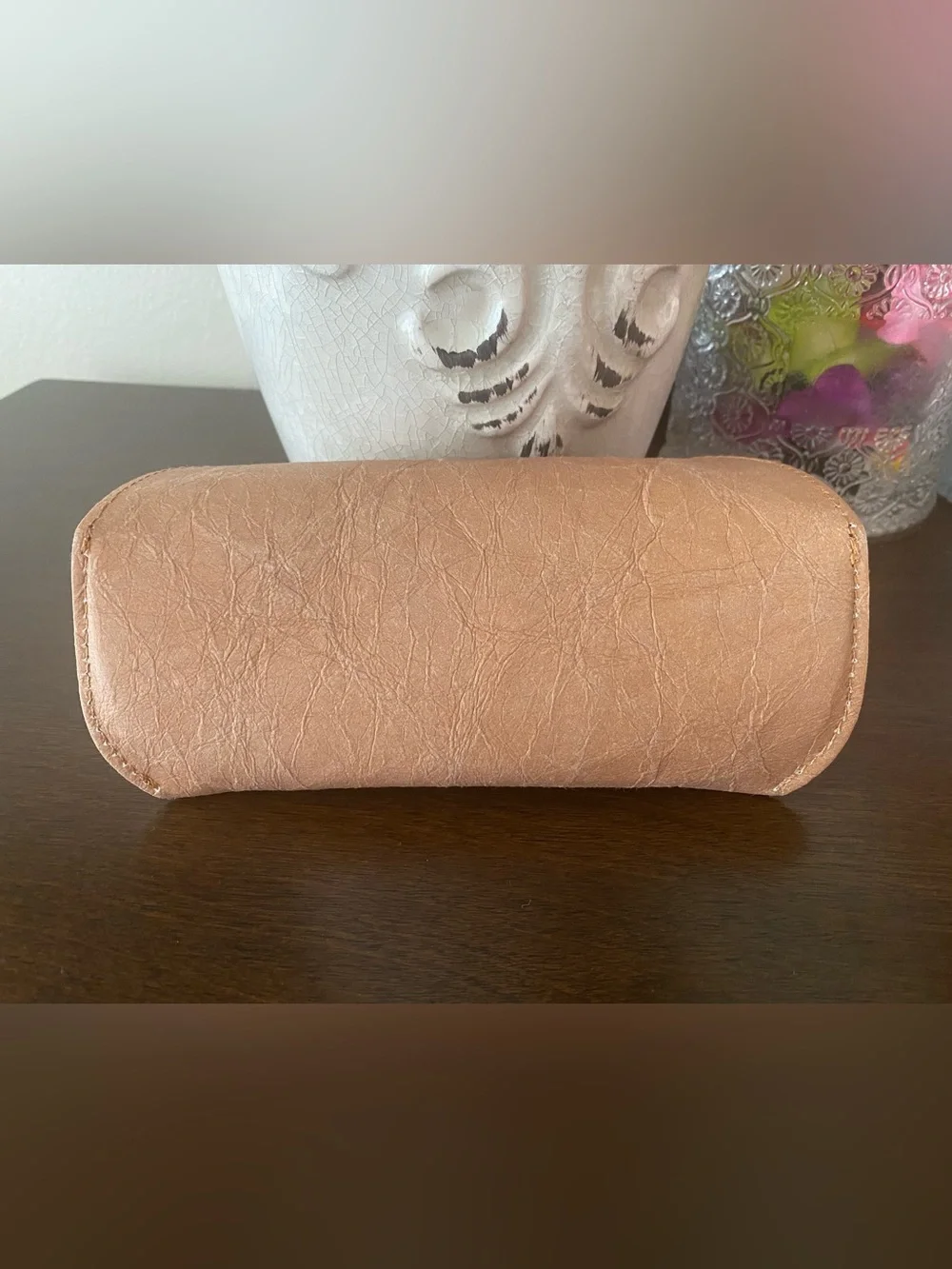 Ray-Ban Women's Tan Pebbled Sunglasses Case with Branded Snap